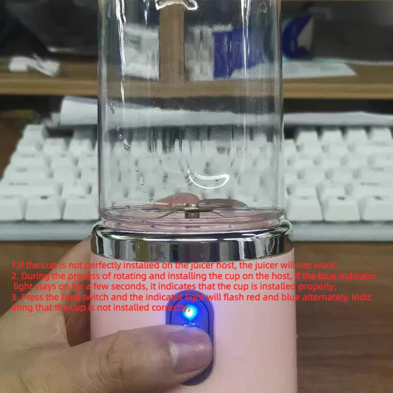 Portable Blender Bottle Electric 6 Blades Multifunction Juice Blender