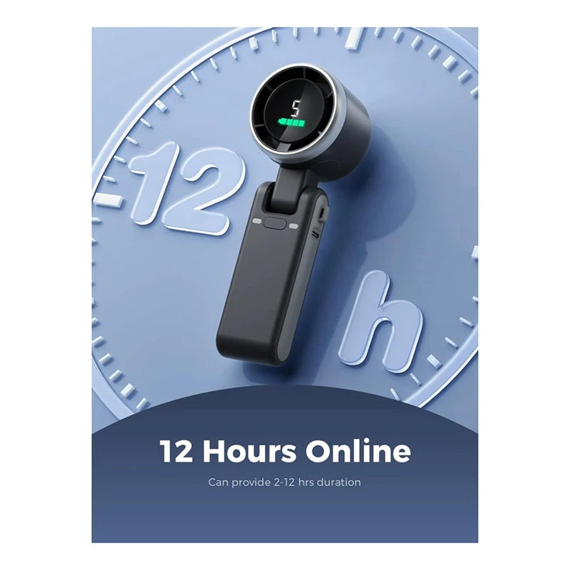 Portable Handheld Turbo Fan, 5 Gear Wind, Battery Operated, Up To 12